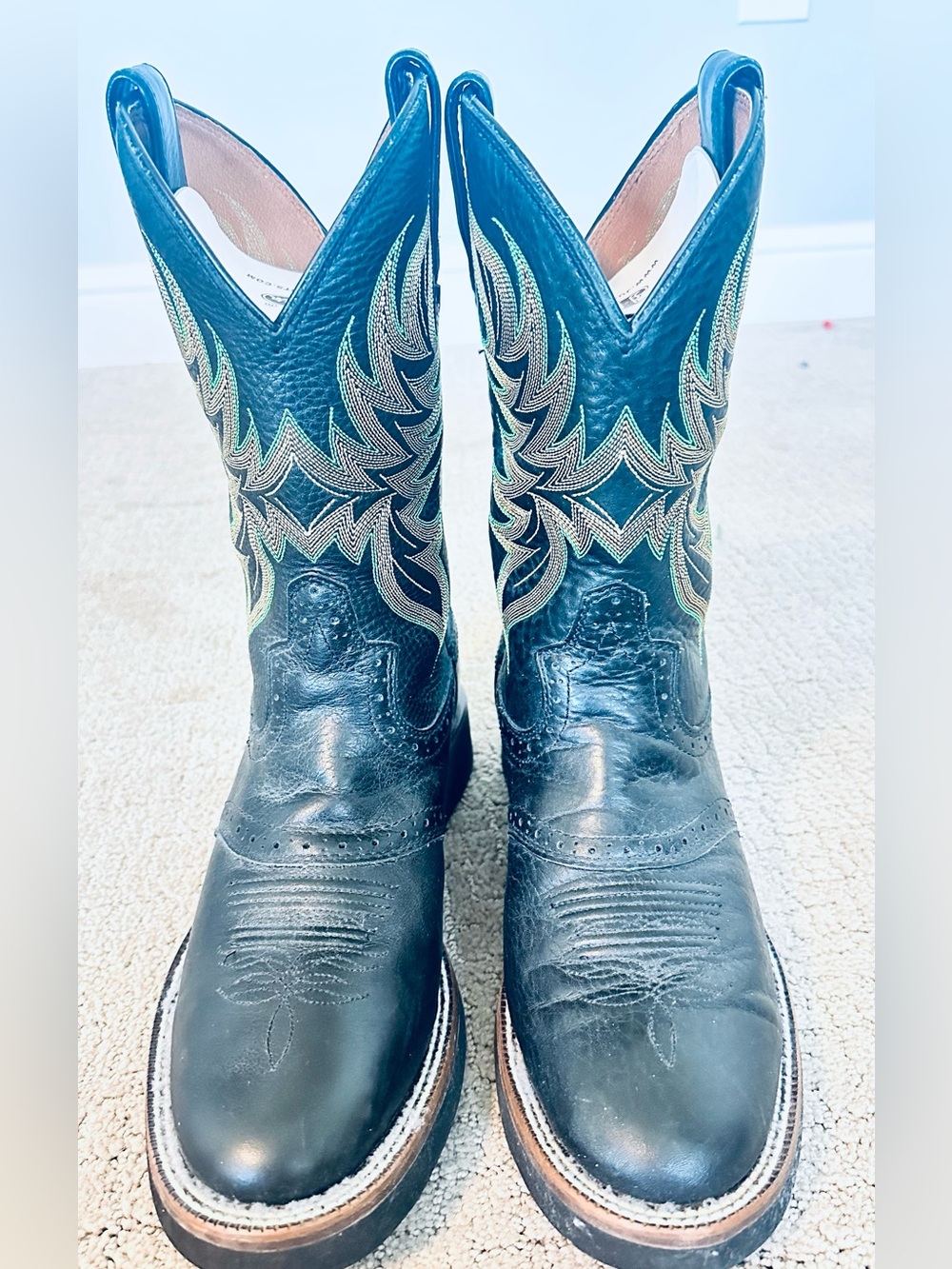Justin Men’s Black Western Cowboy Boots Size 9.5 D